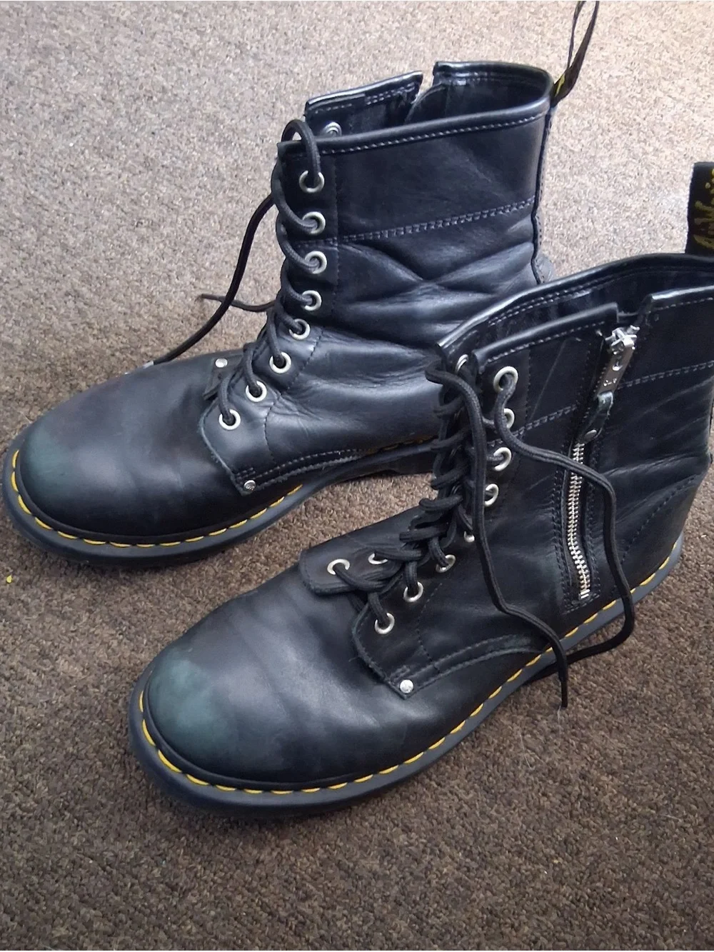 Dr. Martens 1460 Black Leather Boots with Zippers